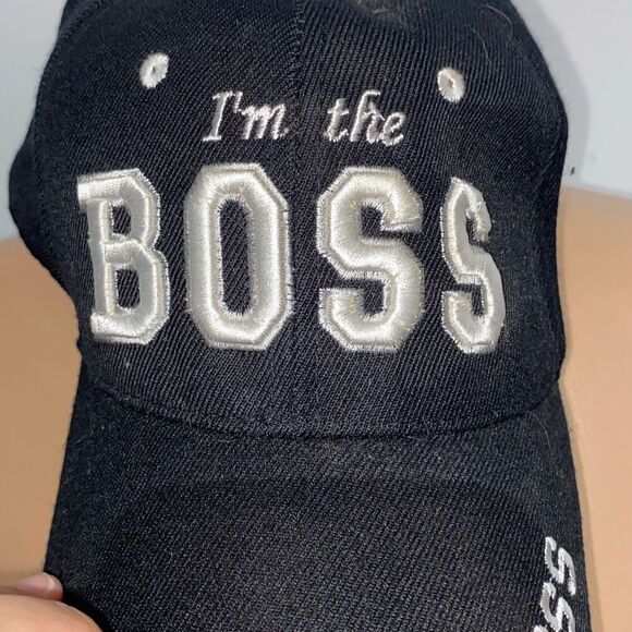 I'm the BOSS Men's Black Cotton Strapback Baseball Cap Hat Adjustable One Size - Picture 10 of 10
